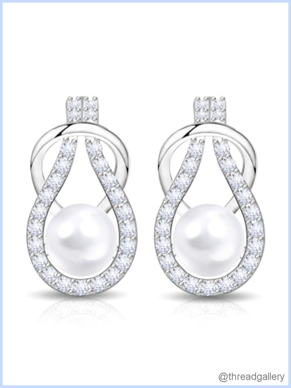 Moissanite & Pearl Stud Earrings 925 Sterling Silver Hypoallergenic